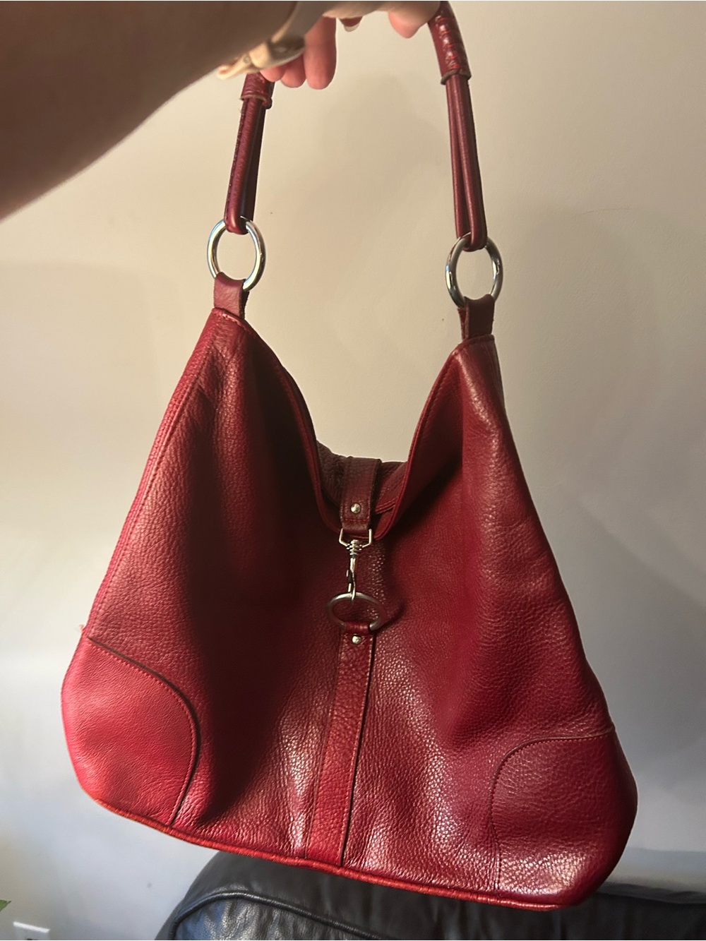 Vintage Roots Made In Canada 🇨🇦 Red Leather Hobo Shoulder Bag